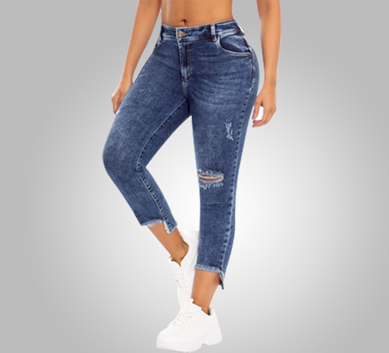 Boyfriend Model Classic Low-Waisted Acid-Wash Distressed Jeans for Women